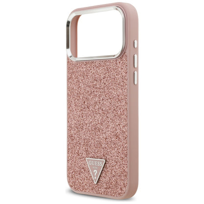 MagSafe futrola za Apple iPhone 17 Pro Max, Guess, Glitter Triangle Logo, Roza