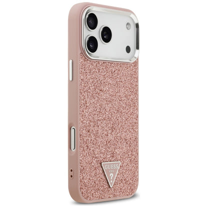 MagSafe futrola za Apple iPhone 17 Pro Max, Guess, Glitter Triangle Logo, Roza