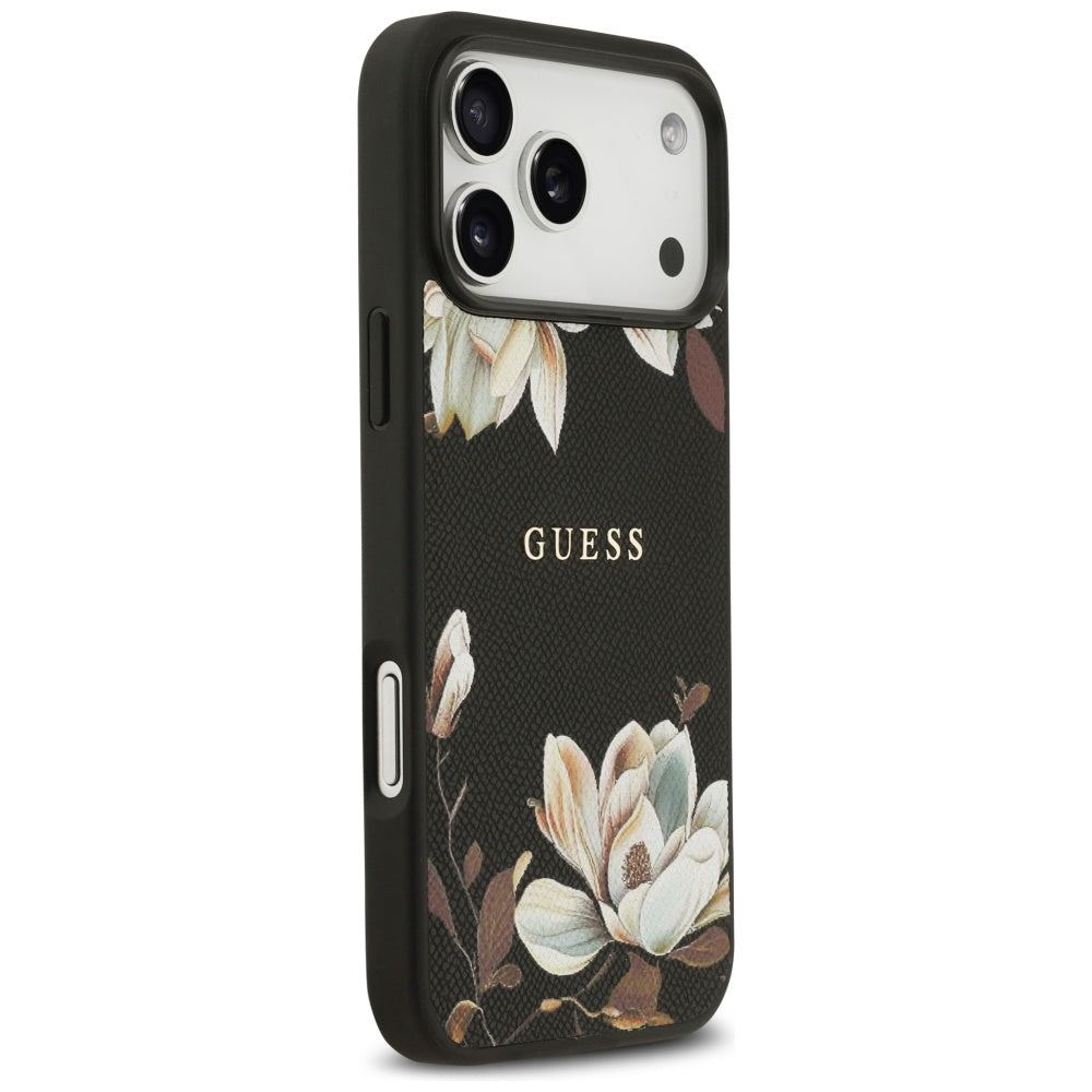 MagSafe futrola za Apple iPhone 17 Pro Max, Guess, Grained Flowers, Crna
