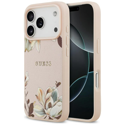 Futrola MagSafe za Apple iPhone 17 Pro Max, Guess, Grained Flowers, Roza