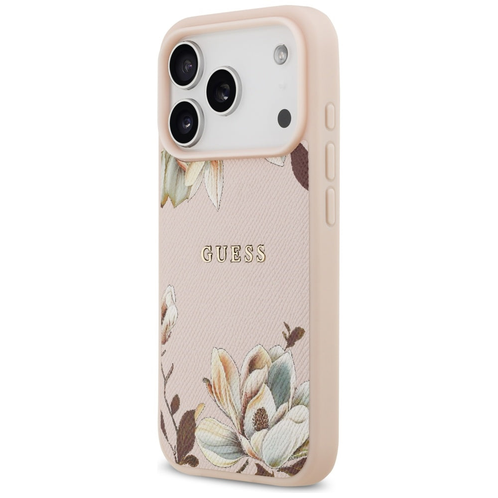 Futrola MagSafe za Apple iPhone 17 Pro Max, Guess, Grained Flowers, Roza