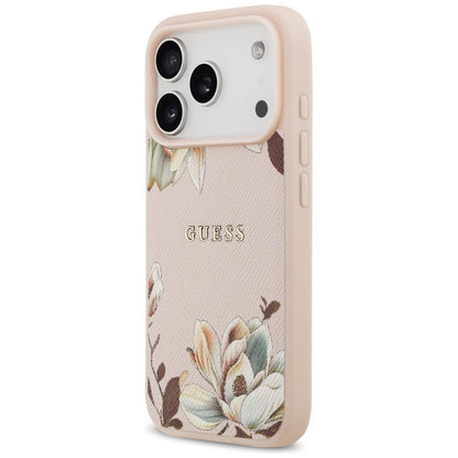 Futrola MagSafe za Apple iPhone 17 Pro Max, Guess, Grained Flowers, Roza