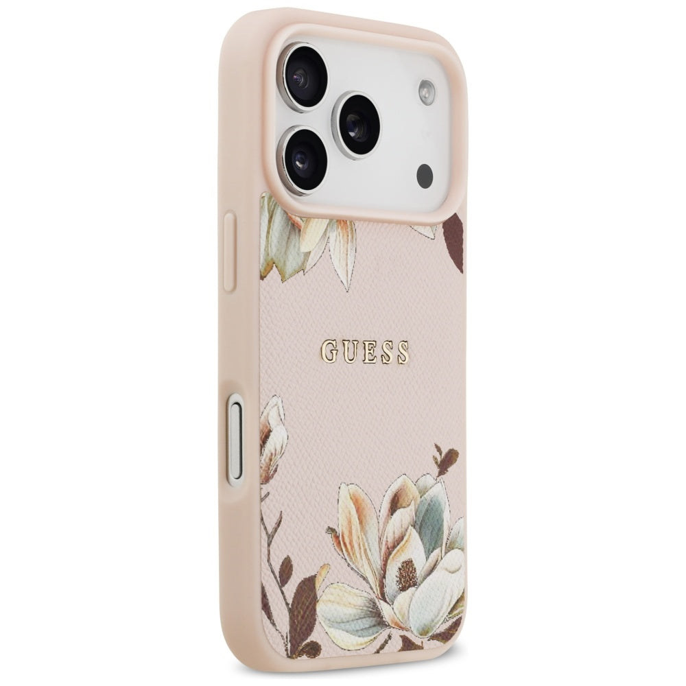 Futrola MagSafe za Apple iPhone 17 Pro Max, Guess, Grained Flowers, Roza
