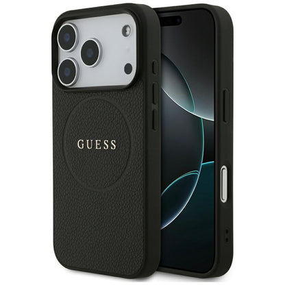 MagSafe futrola za Apple iPhone 17 Pro Max, Guess, Grained Gold Ring, Crna
