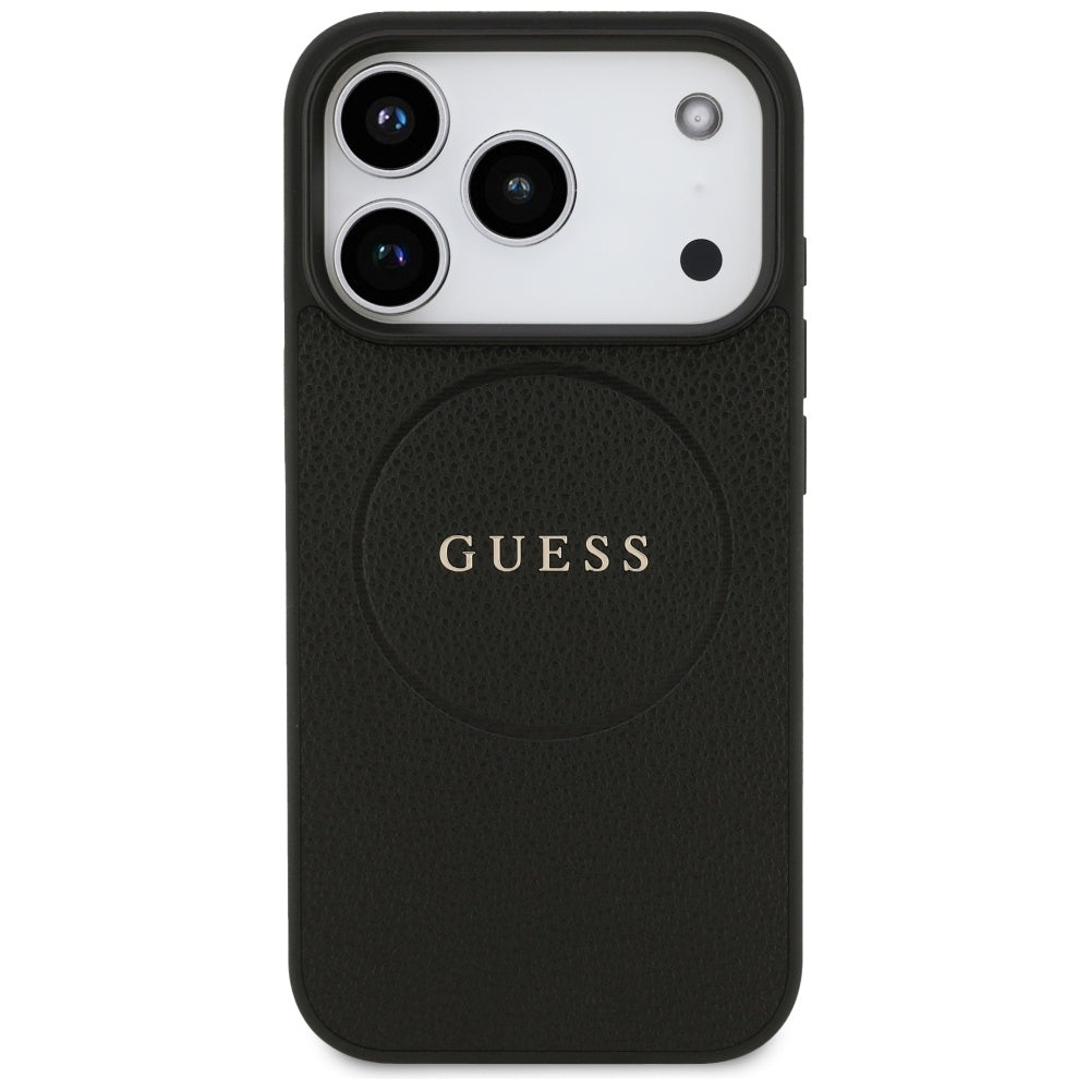 MagSafe futrola za Apple iPhone 17 Pro Max, Guess, Grained Gold Ring, Crna
