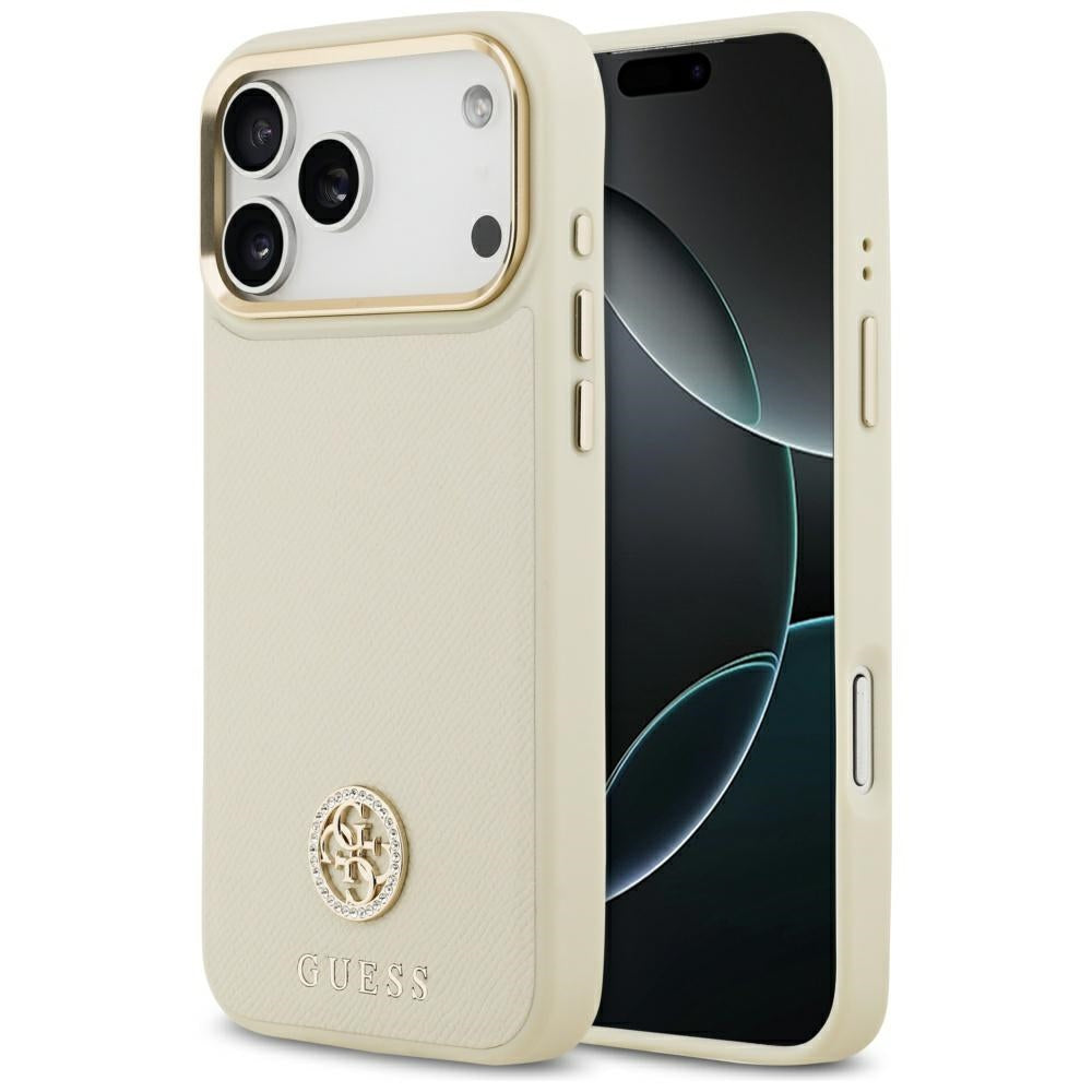 MagSafe futrola za Apple iPhone 17 Pro Max, Guess, Grained Strass Logo, Bež