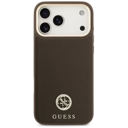 Futrola MagSafe za Apple iPhone 17 Pro Max, Guess, Grained Strass Logo, Smeđa