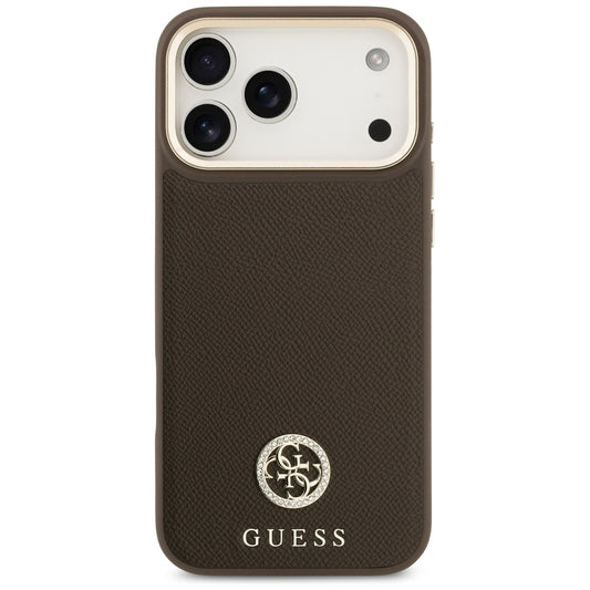 Futrola MagSafe za Apple iPhone 17 Pro Max, Guess, Grained Strass Logo, Smeđa