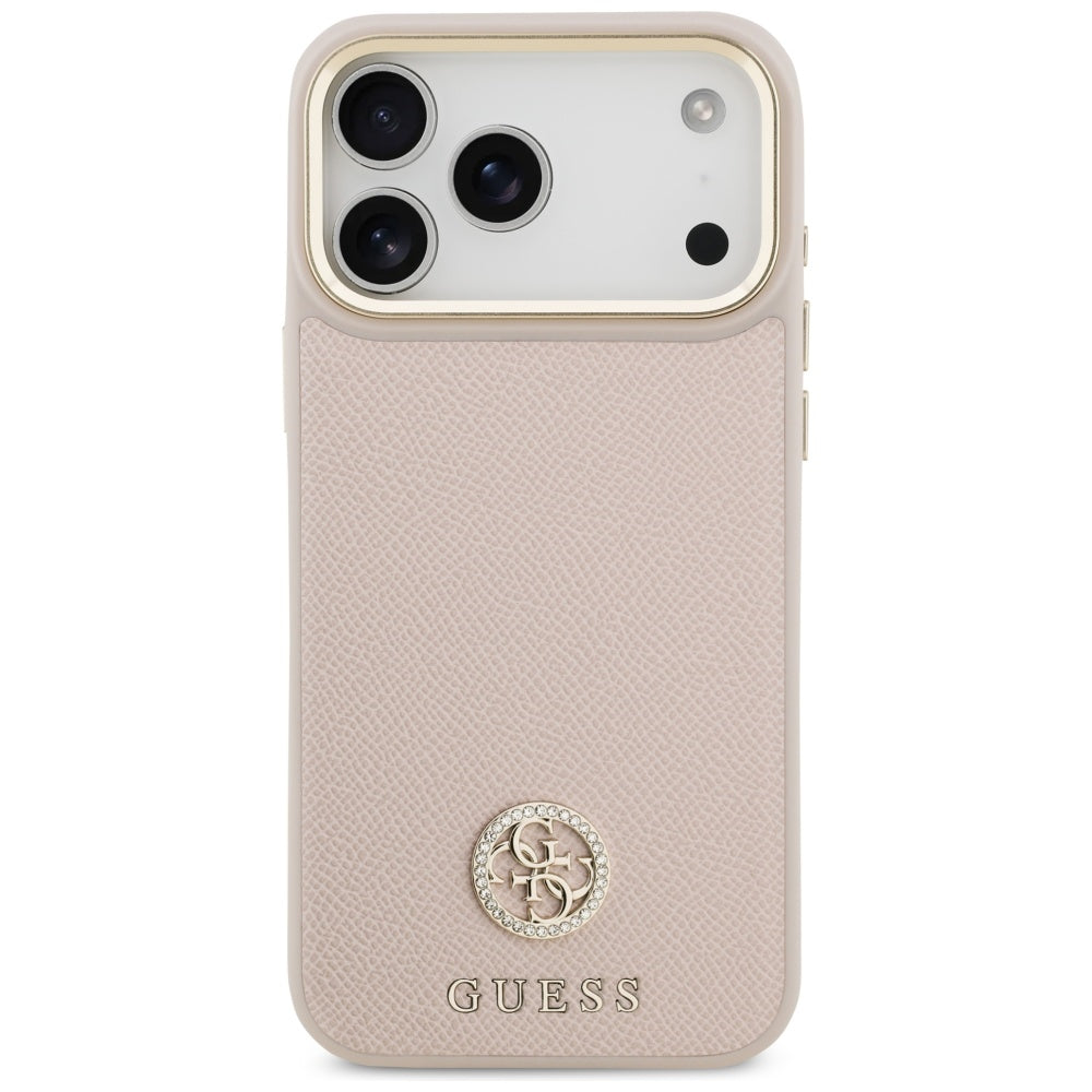 MagSafe torbica za Apple iPhone 17 Pro Max, Guess, Grained Strass Logo, Roza