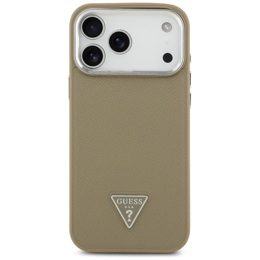 Futrola MagSafe za Apple iPhone 17 Pro Max, Guess, Grained Triangle Logo, Smeđa
