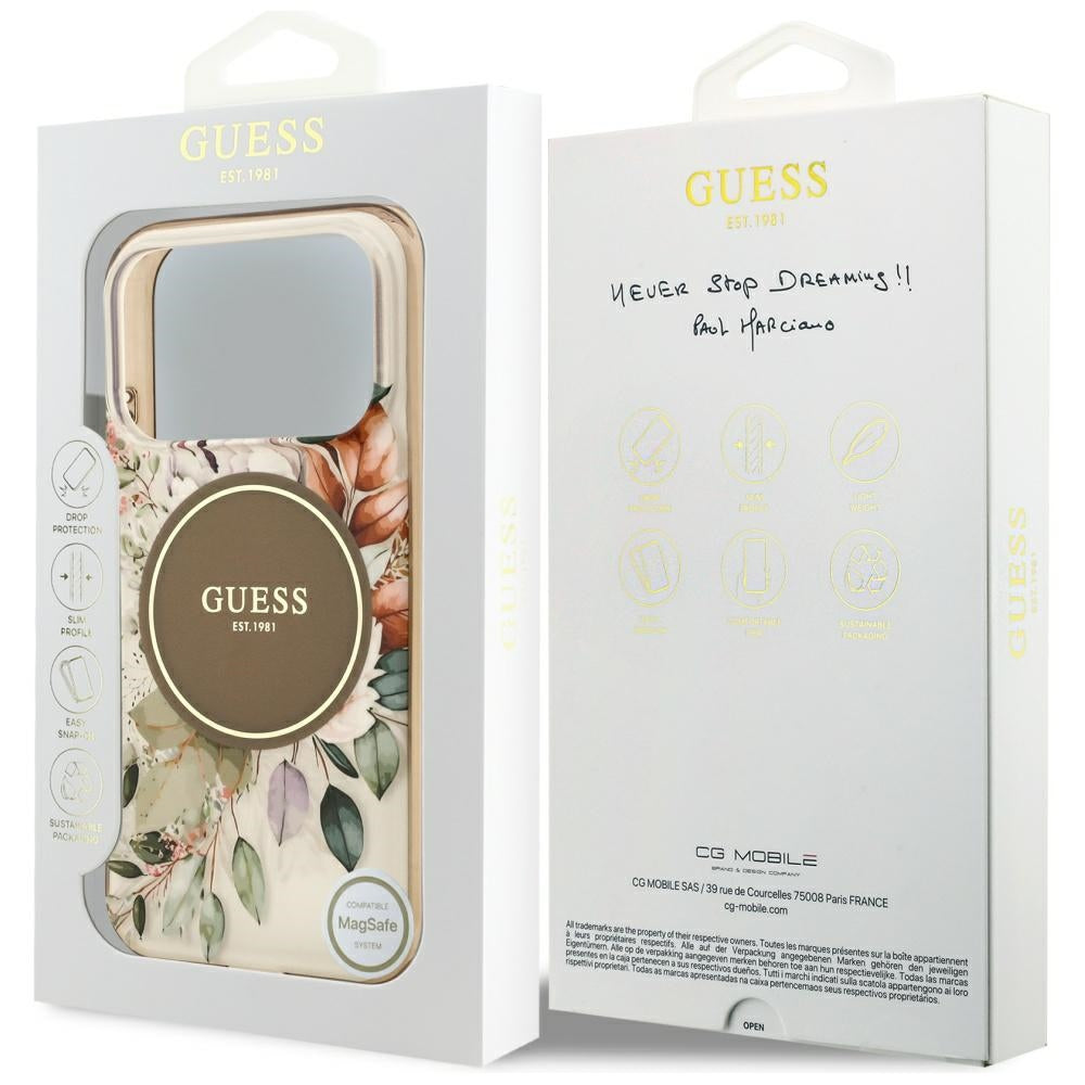 Futrola MagSafe za Apple iPhone 17 Pro Max, Guess, IML Flower & Tonal Circle, Smeđa