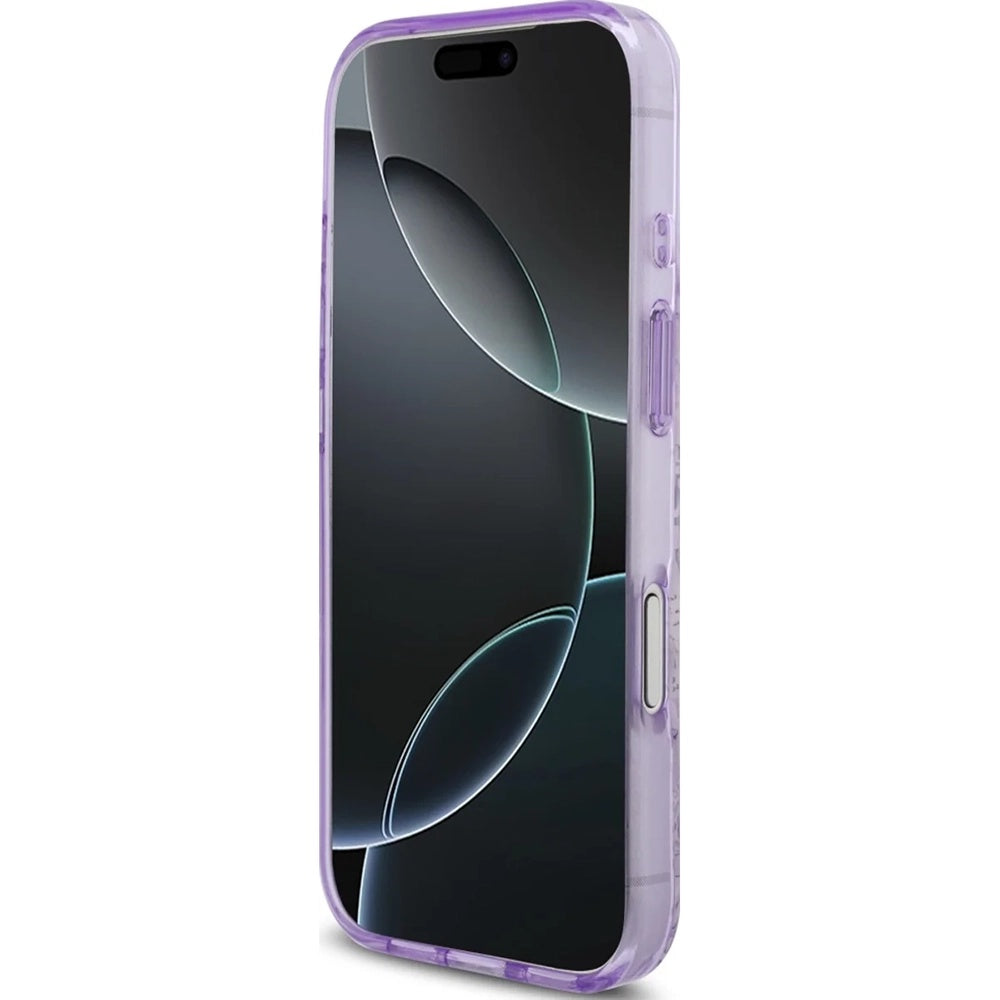 MagSafe torbica za Apple iPhone 17 Pro Max, Guess, IML Flower & Tonal Circle, Ljubičasta