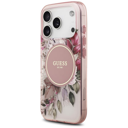 Futrola MagSafe za Apple iPhone 17 Pro Max, Guess, IML Flower & Tonal Circle, Roza