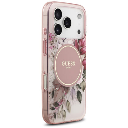 Futrola MagSafe za Apple iPhone 17 Pro Max, Guess, IML Flower & Tonal Circle, Roza