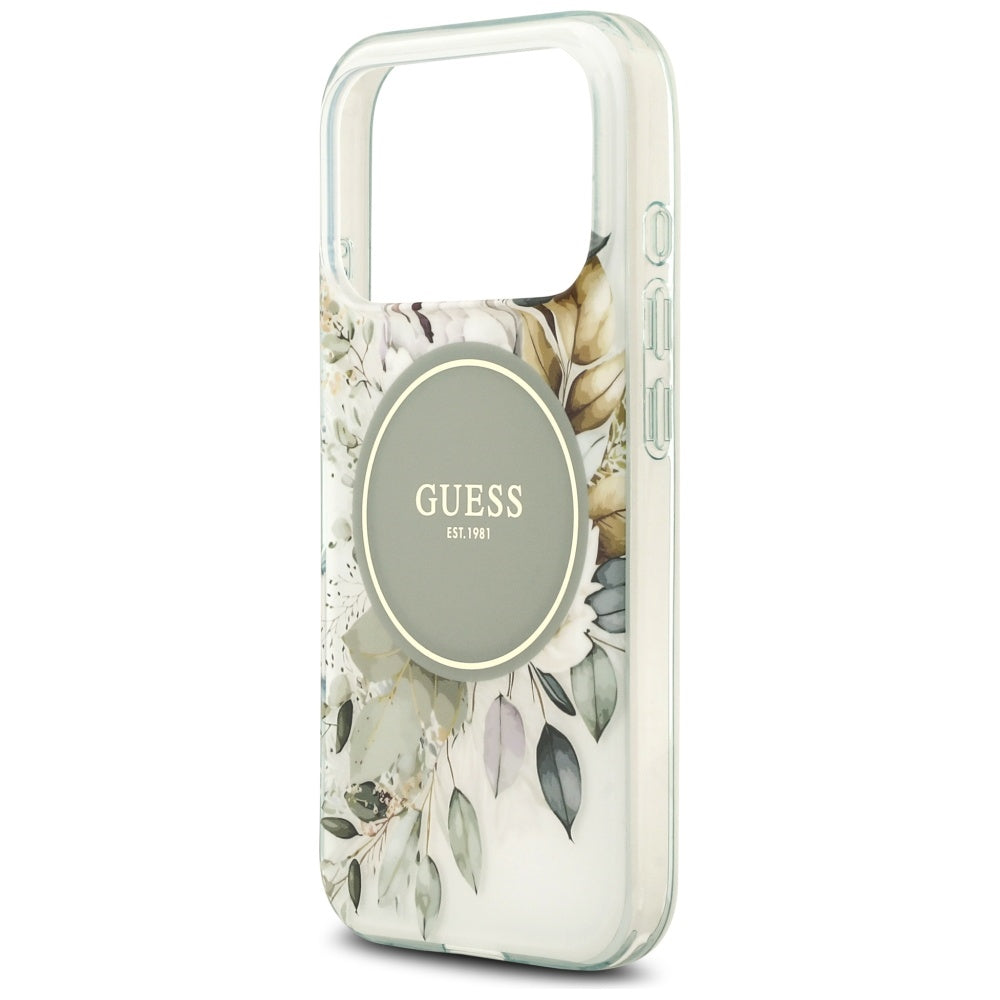 Futrola MagSafe za Apple iPhone 17 Pro Max, Guess, IML Flower & Tonal Circle, Zelena