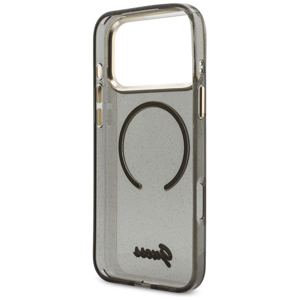 Futrola MagSafe za Apple iPhone 17 Pro Max, Guess, IML Glitter Script Strap, Crna