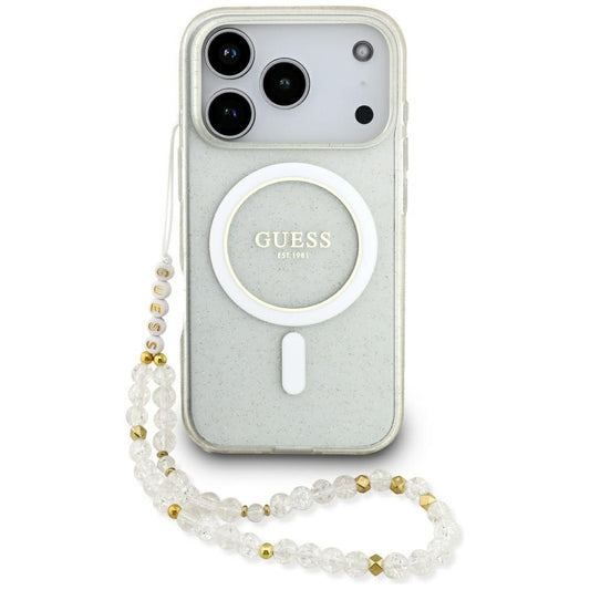 MagSafe futrola za Apple iPhone 17 Pro Max, Guess, IML Glitter s perlom, Prozirna