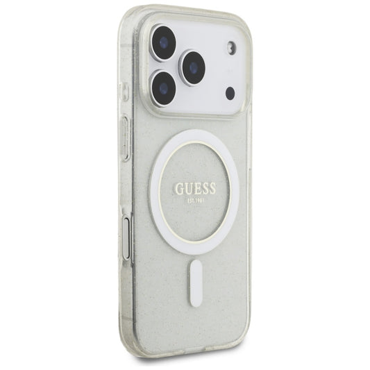 MagSafe futrola za Apple iPhone 17 Pro Max, Guess, IML Glitter s perlom, Prozirna