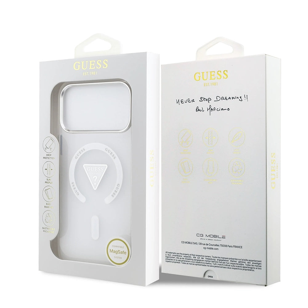 Futrola MagSafe za Apple iPhone 17 Pro Max, Guess, IML Gradient Triangle Logo, Prozirna