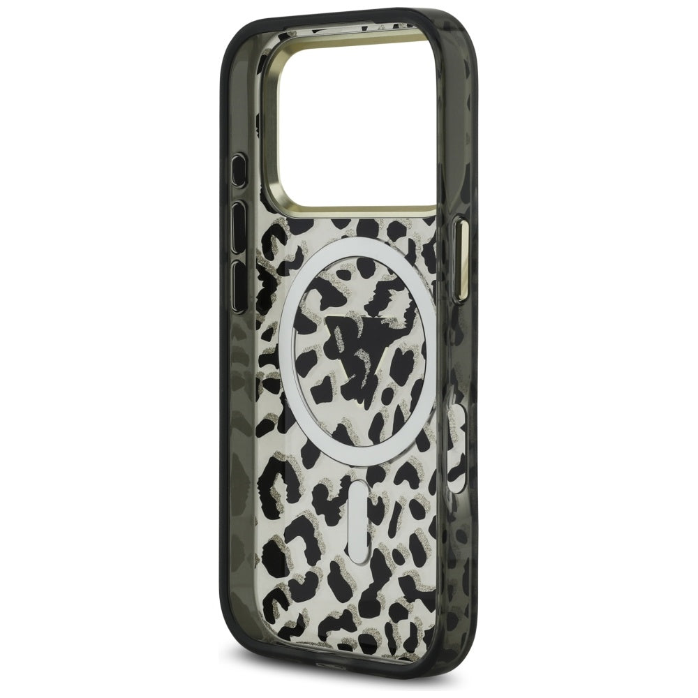MagSafe futrola za Apple iPhone 17 Pro Max, Guess, Leopard Glitter, Crna