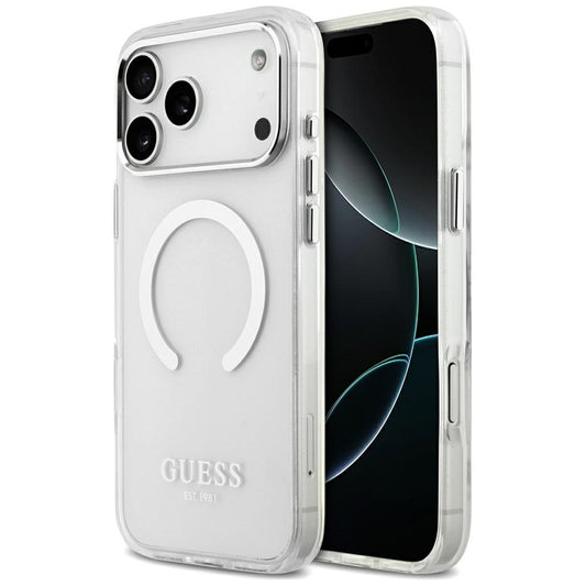 Futrola MagSafe za Apple iPhone 17 Pro Max, Guess, Metal Outline, Srebrna