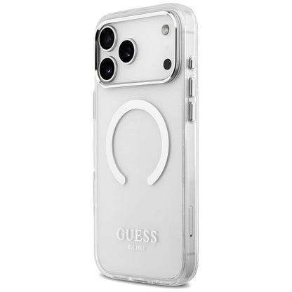 Futrola MagSafe za Apple iPhone 17 Pro Max, Guess, Metal Outline, Srebrna