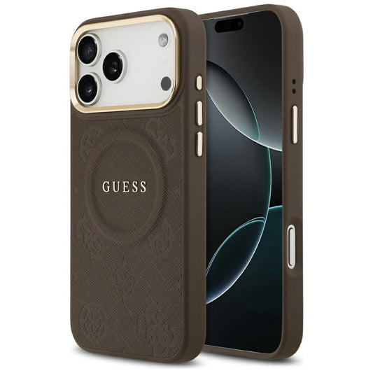 MagSafe futrola za Apple iPhone 17 Pro Max, Guess, Peony Hot Stamp, smeđa