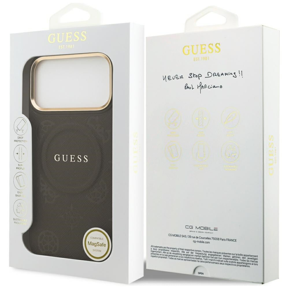 MagSafe futrola za Apple iPhone 17 Pro Max, Guess, Peony Hot Stamp, smeđa