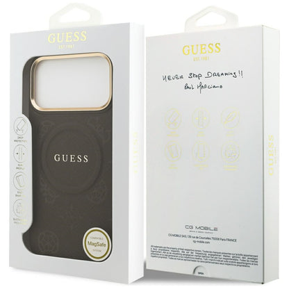 MagSafe futrola za Apple iPhone 17 Pro Max, Guess, Peony Hot Stamp, smeđa