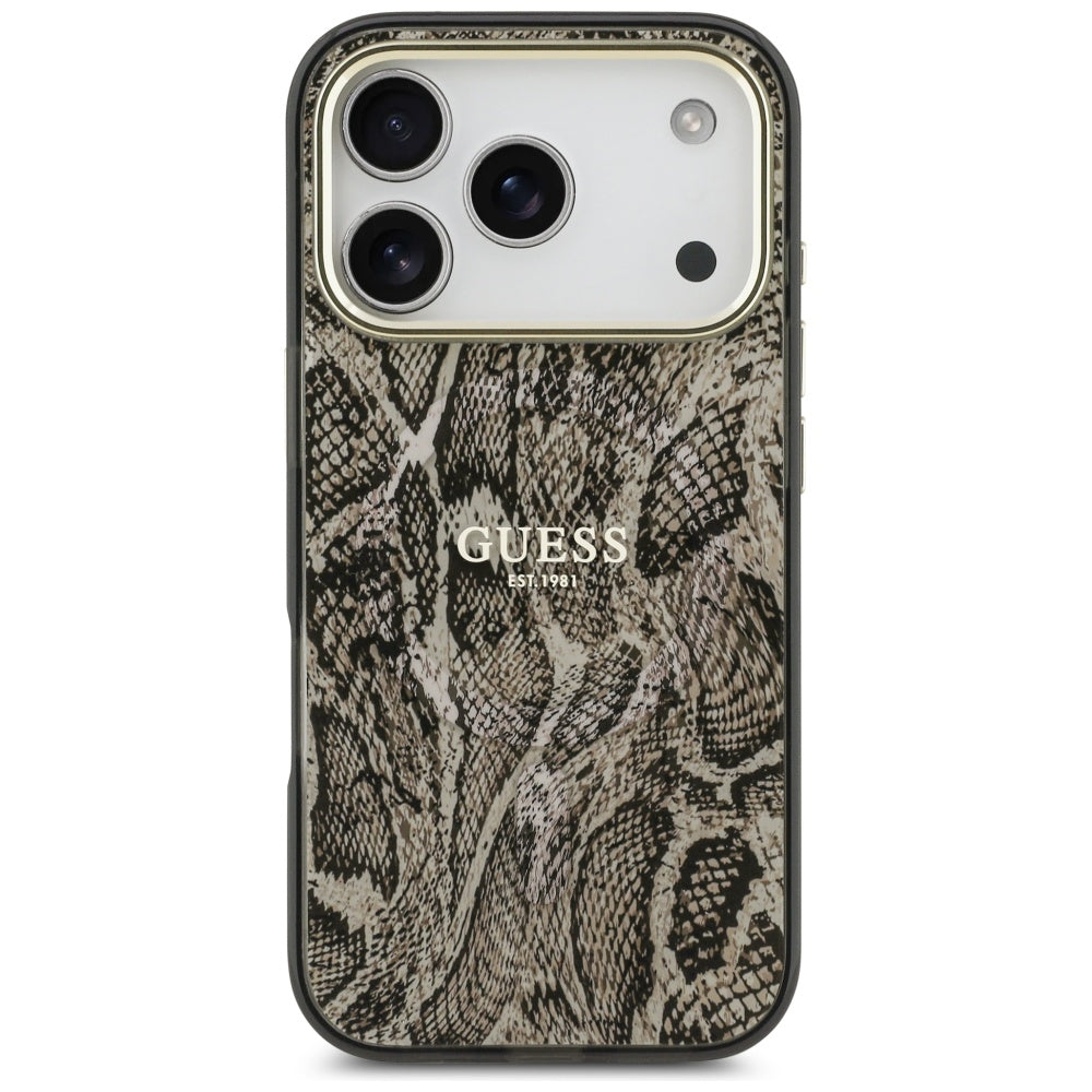Husa MagSafe za Apple iPhone 17 Pro Max, Guess, Python uzorak, smeđa