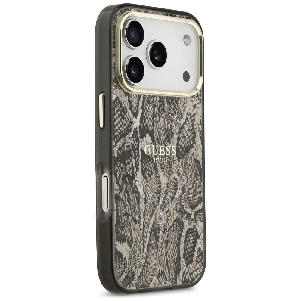 Husa MagSafe za Apple iPhone 17 Pro Max, Guess, Python uzorak, smeđa