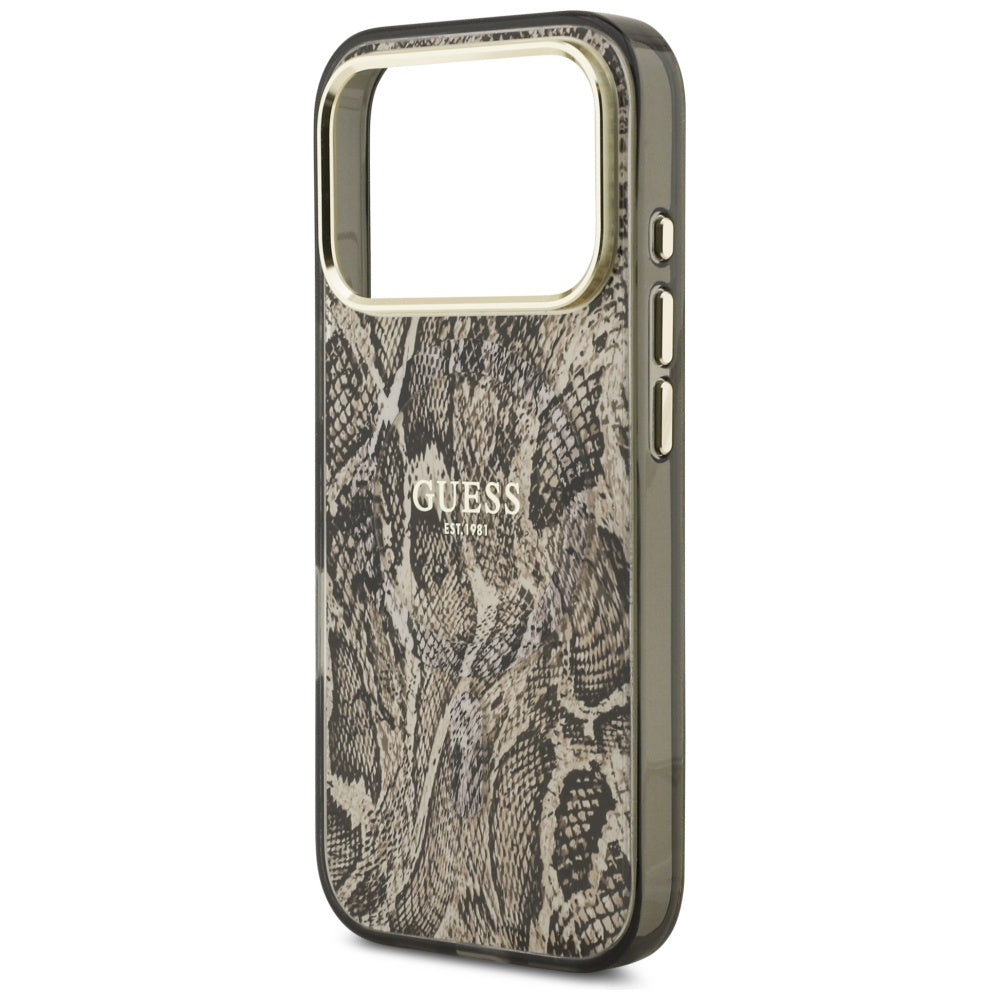 Husa MagSafe za Apple iPhone 17 Pro Max, Guess, Python uzorak, smeđa
