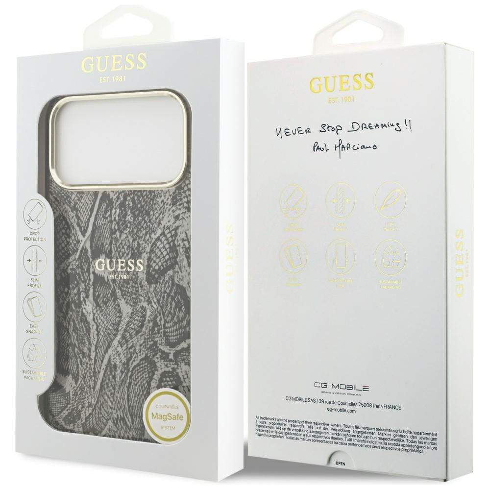 MagSafe torbica za Apple iPhone 17 Pro Max, Guess, Python uzorak, Crna