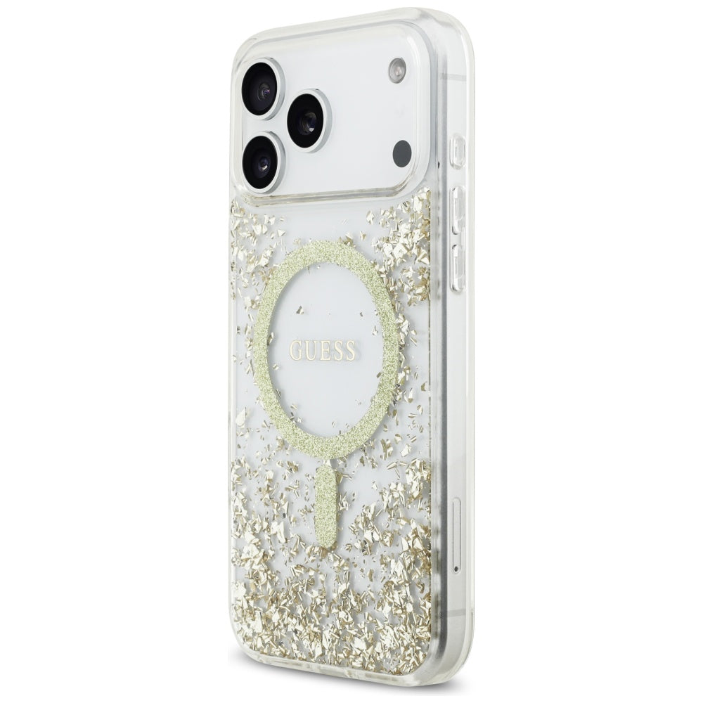 Futrola MagSafe za Apple iPhone 17 Pro Max, Guess, Resin Bottom Glitter, Zlatna