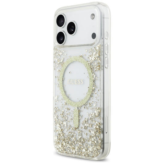 Futrola MagSafe za Apple iPhone 17 Pro Max, Guess, Resin Bottom Glitter, Zlatna