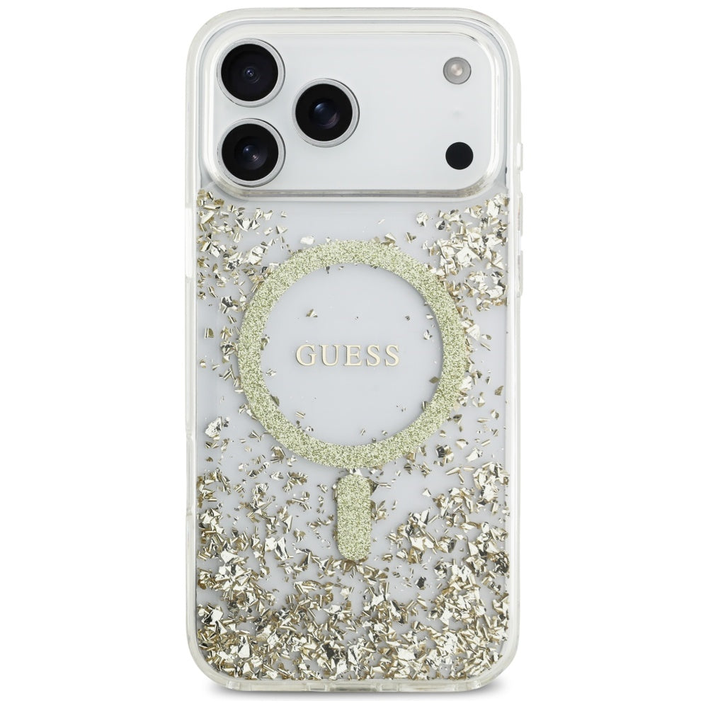 Futrola MagSafe za Apple iPhone 17 Pro Max, Guess, Resin Bottom Glitter, Zlatna