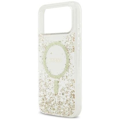 Futrola MagSafe za Apple iPhone 17 Pro Max, Guess, Resin Bottom Glitter, Zlatna