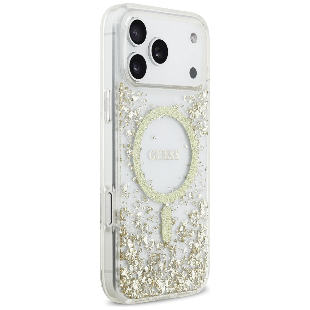 Futrola MagSafe za Apple iPhone 17 Pro Max, Guess, Resin Bottom Glitter, Zlatna