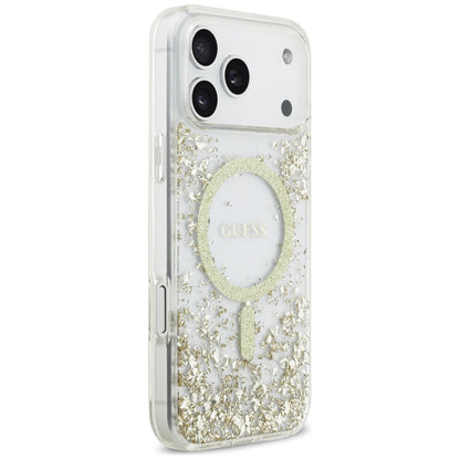 Futrola MagSafe za Apple iPhone 17 Pro Max, Guess, Resin Bottom Glitter, Zlatna
