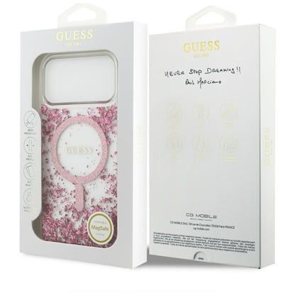 MagSafe futrola za Apple iPhone 17 Pro Max, Guess, Resin Bottom Glitter, Roza