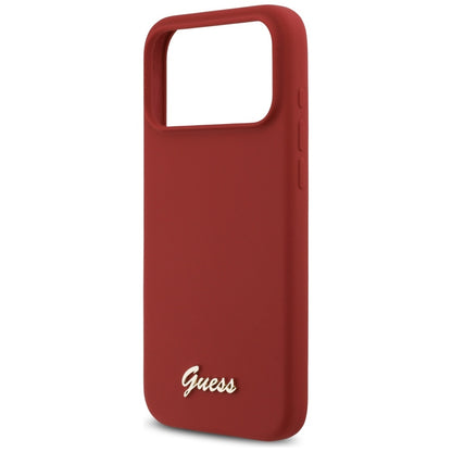 Futrola MagSafe za Apple iPhone 17 Pro Max, Guess, Script Metal Logo, Crvena