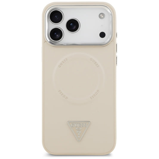 MagSafe futrola za Apple iPhone 17 Pro Max, Guess, Triangle Logo, Bež Srebrna