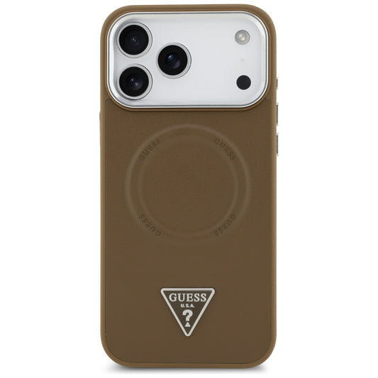 MagSafe futrola za Apple iPhone 17 Pro Max, Guess, Triangle Logo, Srebrno smeđa
