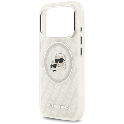 Futrola MagSafe za Apple iPhone 17 Pro Max, Karl Lagerfeld, Glitter Karl & Choupette Head, Bijela