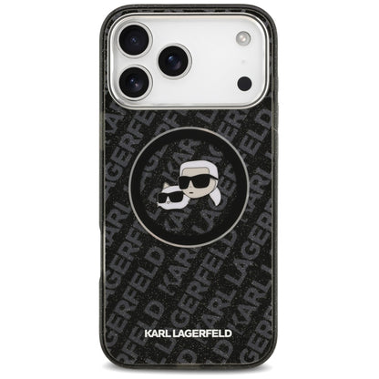 Futrola MagSafe za Apple iPhone 17 Pro Max, Karl Lagerfeld, Glitter Karl & Choupette Head, Crna