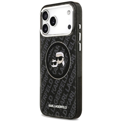 Futrola MagSafe za Apple iPhone 17 Pro Max, Karl Lagerfeld, Glitter Karl & Choupette Head, Crna