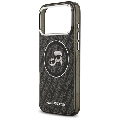 Futrola MagSafe za Apple iPhone 17 Pro Max, Karl Lagerfeld, Glitter Karl & Choupette Head, Crna