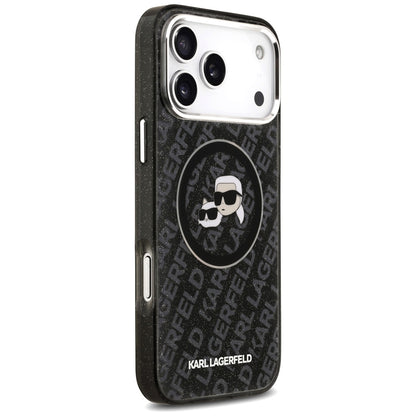 Futrola MagSafe za Apple iPhone 17 Pro Max, Karl Lagerfeld, Glitter Karl & Choupette Head, Crna