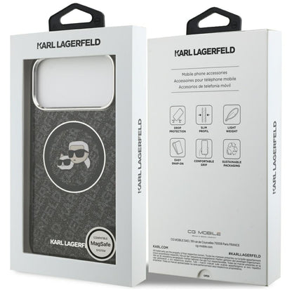 Futrola MagSafe za Apple iPhone 17 Pro Max, Karl Lagerfeld, Glitter Karl & Choupette Head, Crna