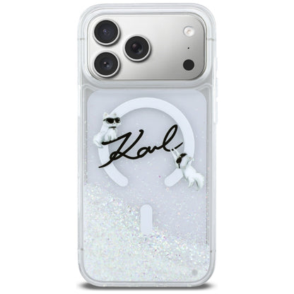 MagSafe torbica za Apple iPhone 17 Pro Max, Karl Lagerfeld, Glitter Karl Script Logo, Prozirna